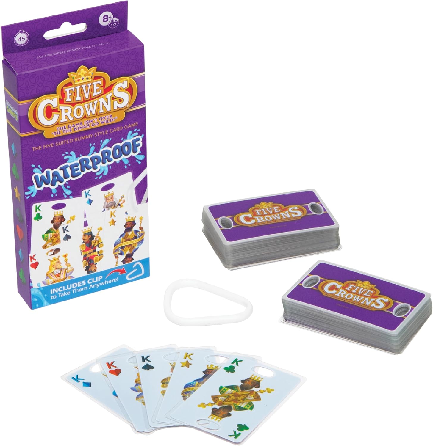 Five Crowns Waterproof Cards Games – Pool, Summer Toys, Pool Games, Family Game Night, The Game isn’t Over Until The Kings Go Wild!, 5 Suited Rummy Style Card Game, Ages 8+