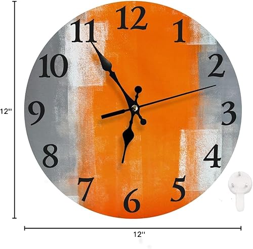 Miniatura 7 de LOKMU Reloj silencioso sin tictac de 12 pulgadas, reloj de pared redondo, decorativo para sala de estar, cocina, hogar, baño, dormitorio, oficina o