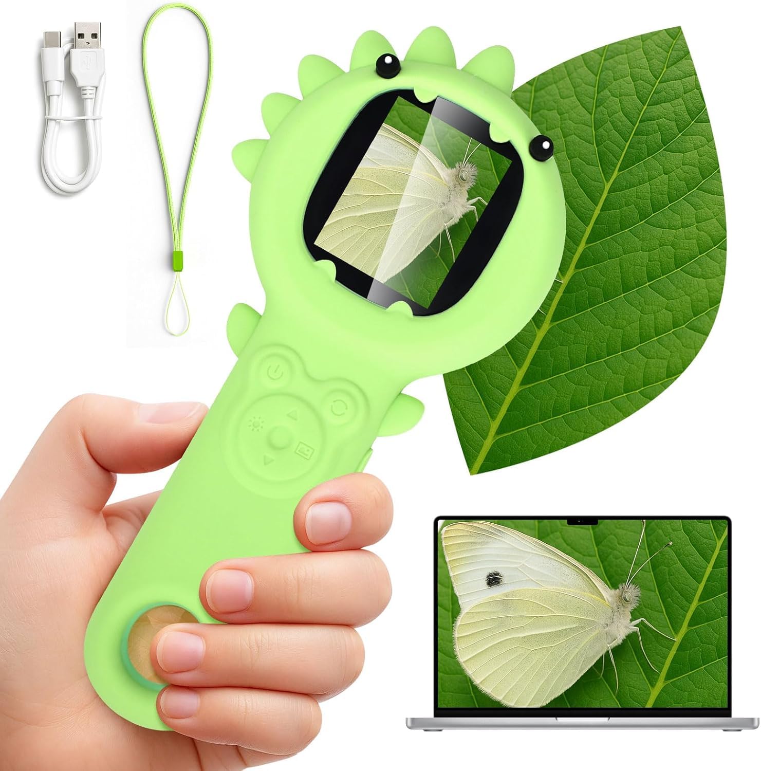 Mikroskop i kamera 2 w 1 dla dzieci, kieszonkowy mikroskop cyfrowy 500x, 2-megapikselowy mikroskop z autofokusem do telefonu komórkowego, dwa aparaty