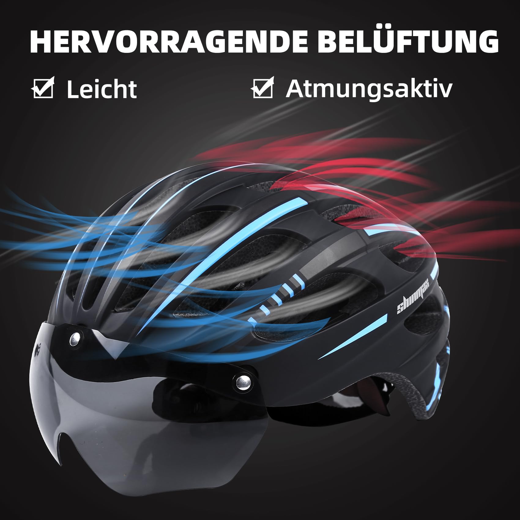KINGLEAD Fahrradhelm für Herren & Damen - Fahrradhelm mit Magnetischem Brille und USB-Aufladung LED Licht, Leichte Verstellbare Stylisch Radfahren Mountainbike Helm,57-62 cm