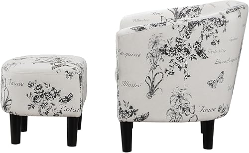 Miniatura 7 de Convenience Concepts Take a Seat Churchill - Silla decorativa con juego otomano de 26.25 pulgadas, silla clásica moderna con respaldo medio con