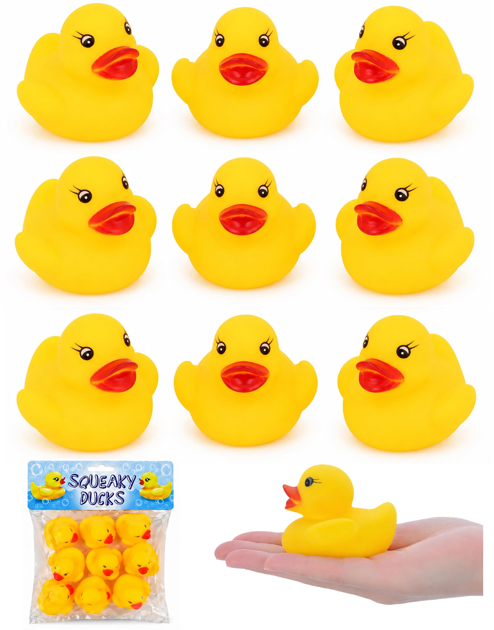 9PCs Rubber Duck Bath Toys 5cm/1.97" - Floating Vinyl Ducks for Babies and Toddlers, Reusable Waterproof Bath Time Toys for Kids, Fun Water Play & Pool Party Favors,