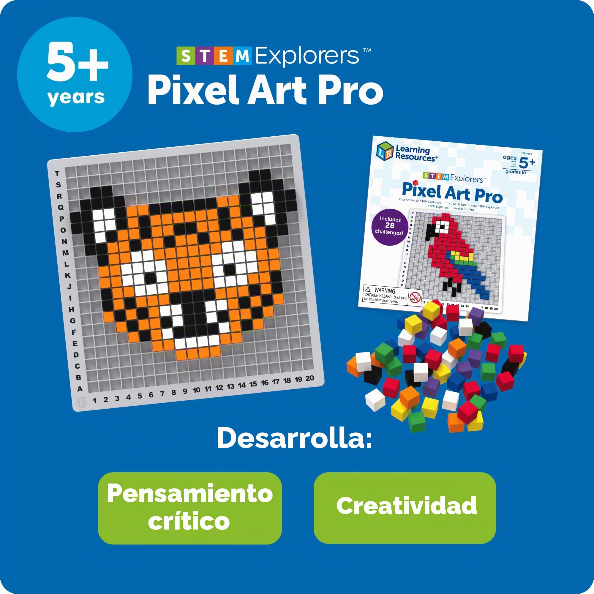 Learning Resources Stem Explorers Pixel Art Pro Juego Creativo con 750 Cubos para niños Desde 5 años