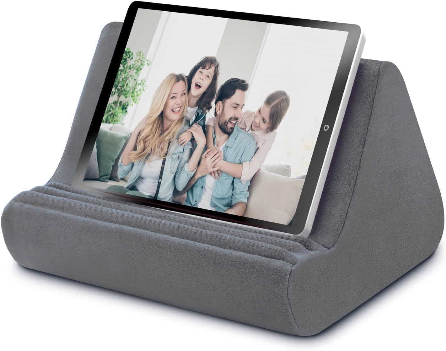 Soft Tablet Stand Pillow, Tablet Holder Dock for Bed with 3 Viewing Angles, Hand-Free, Lazy Holder for Bed Sofa, Compatible with iPad and Tablets up to 13 inches, Gray