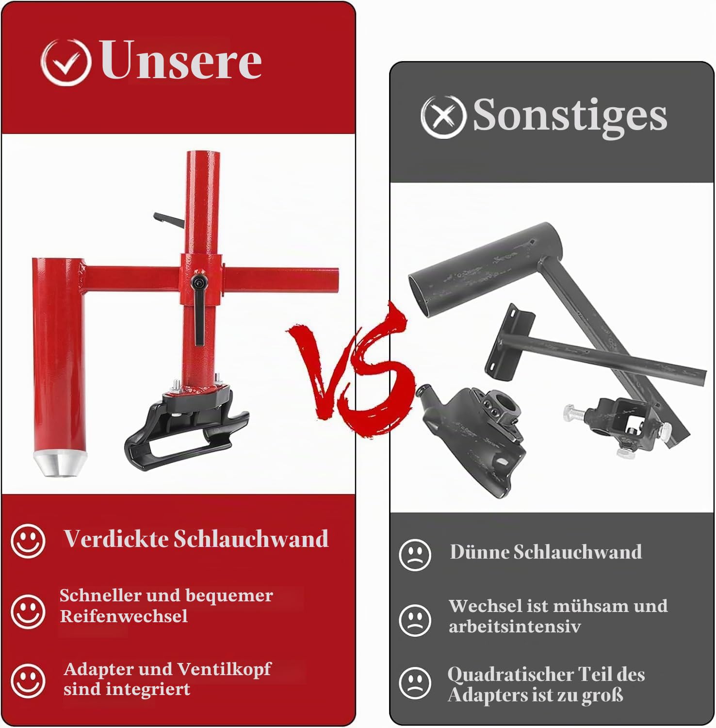 Verbessertes manuelles Reifenmontiergerät, Entenkopf-Set, Silberkegel, Lager und geschweißtes Design – stabiler Karbonstahl-Adapter für die meisten Autoreifen, hocheffizientes Reifenwechselwerkzeug