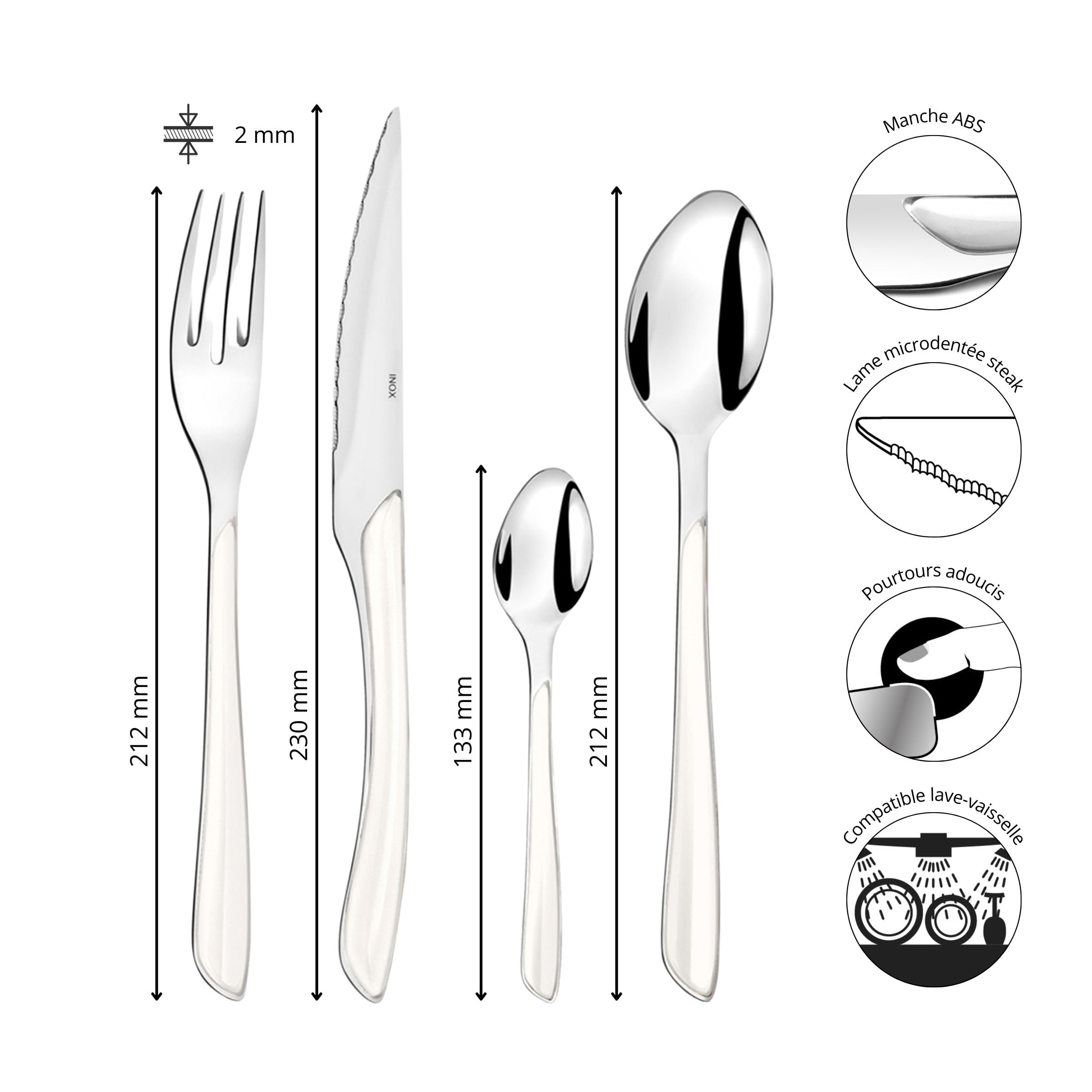 AMEFA - Ménagère 24 couverts de table pour 6 personnes - Eclat - Acier inoxydable 18/0, Finition Brillante - Blanc