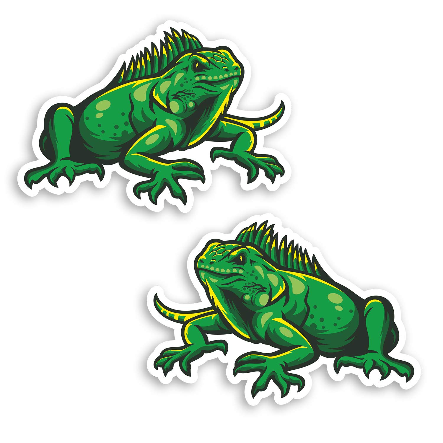 Destination Vinyl Ltd Multi 2 X 10Cm Green Iguana Vinyl Stickers - Lizard Reptile Animal Sticker #29252