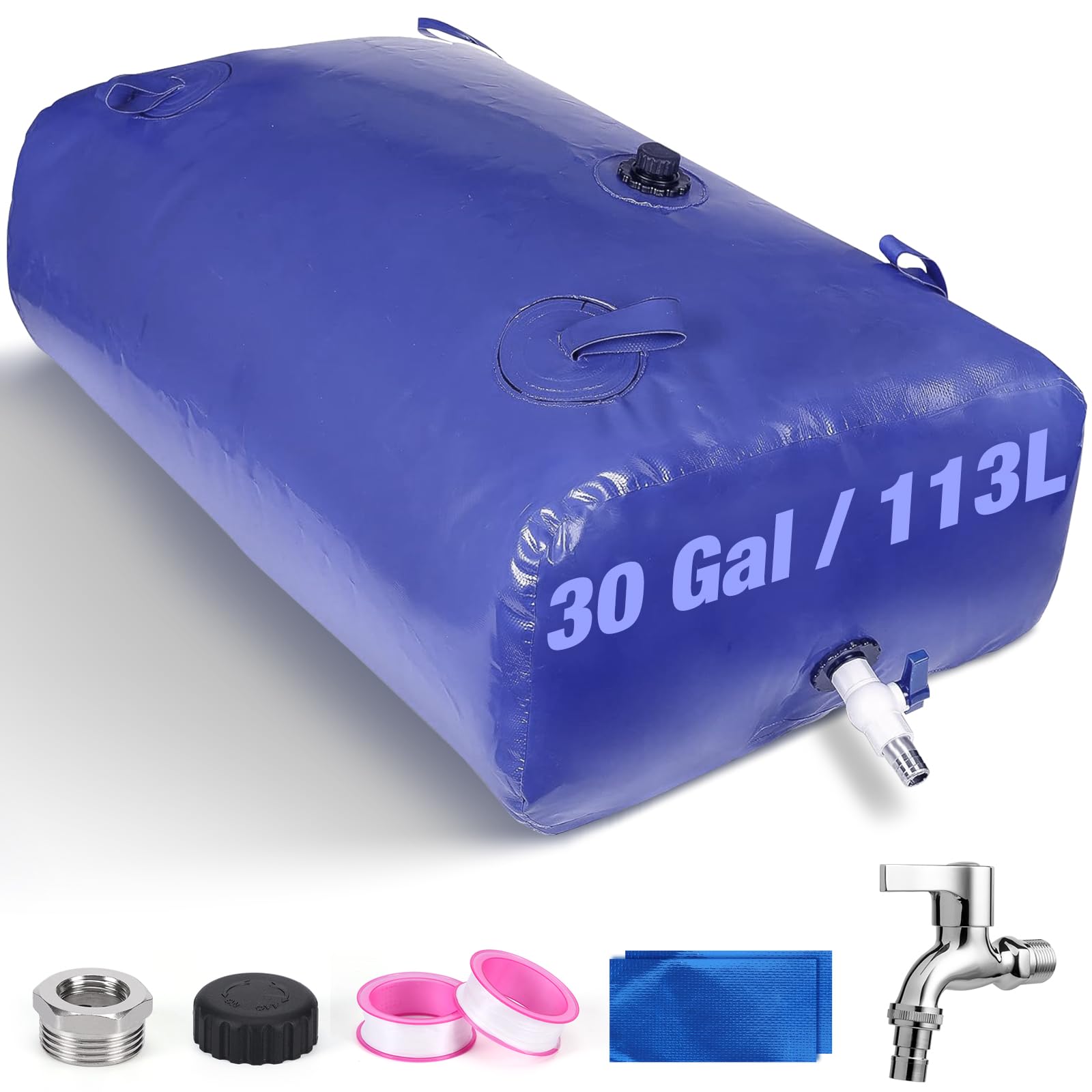 Gifeerory RV Water Tank 30 gal /113 L Collapsible Portable Water Storage Bladder, Storage Containers for Camping, Drought Resistance, Emergency Water, Fire Prevention