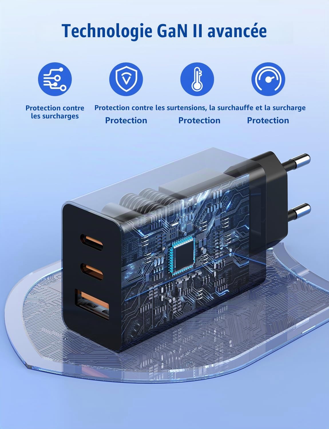 65W Chargeur USB C Rapide pour Samsung Galaxy S26/S25/S24/S23 Ultra,3-Ports Chargeur Macbook Rapide USBC avec Câble 1M+2M Compatible avec MacBook Air/Pro/Neo M5 M4 M3 M2 M1, iPad Pro,pour iPhone 17/16