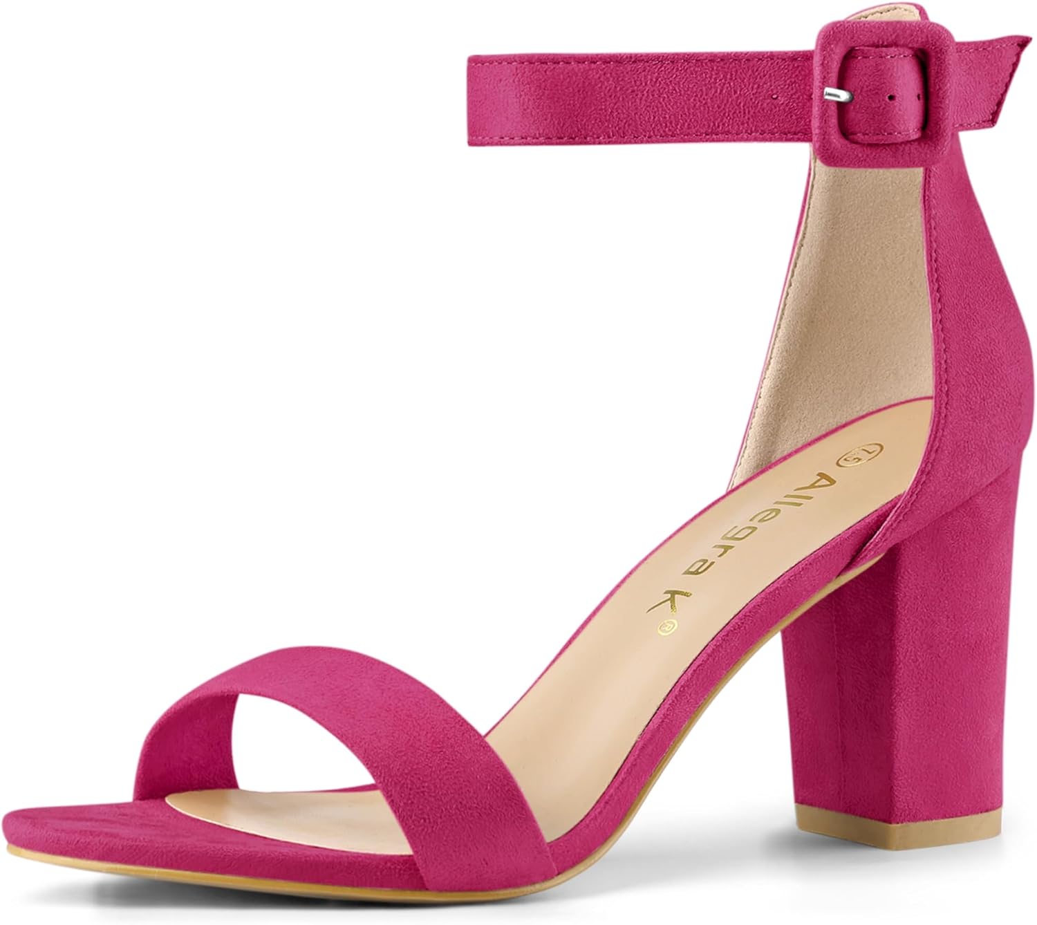 Allegra K Women's Open Toe High Chunky Heel Buckle Ankle Strap Sandals