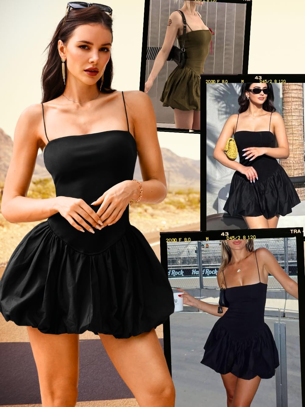 Bubble Corset Dress, Drop Waist Sexy Spaghetti Strap, Going Out Birthday, Square Neck Mini Dresses for Women - Image 7