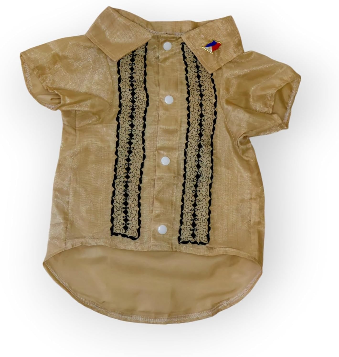 Pet Filipino Traditional Costume, Embroidered Cultural Attire, Hand Washable (Mocha Black, XX-Large)