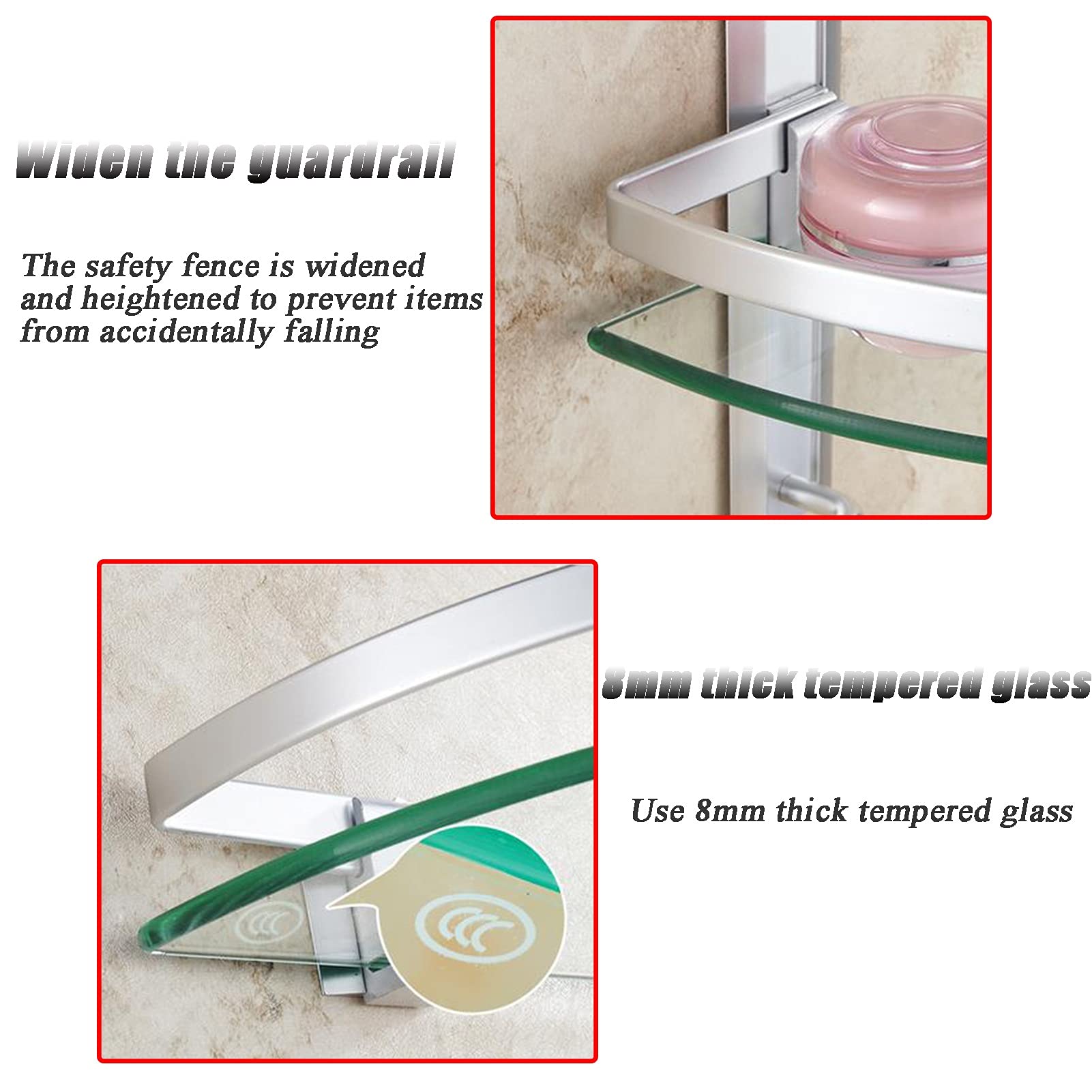 Estante De Ducha, Estante De Esquina para Baño, Estante De Ducha De Esquina De Vidrio para Baño, Estante De Ducha De Aluminio Space con Toallero, Estante De Vid(Estilo1)