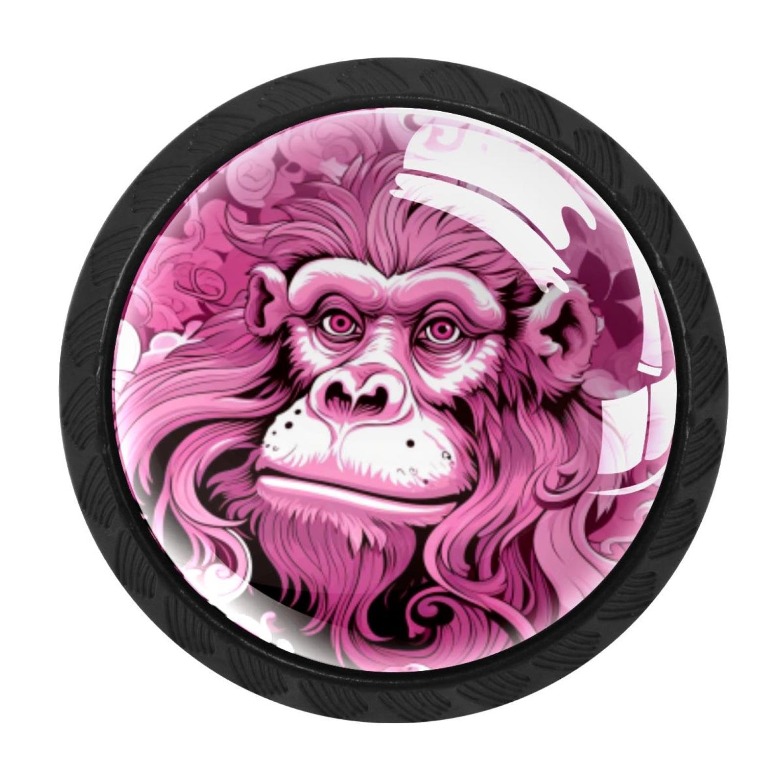 Chenzzzz Multicolored 09 4 Pack Cabinet Handles Pink Monkey Orangutan Kitchen Drawer Pulls Furniture Door Handles For Cupboard Bedroom Wardrobe