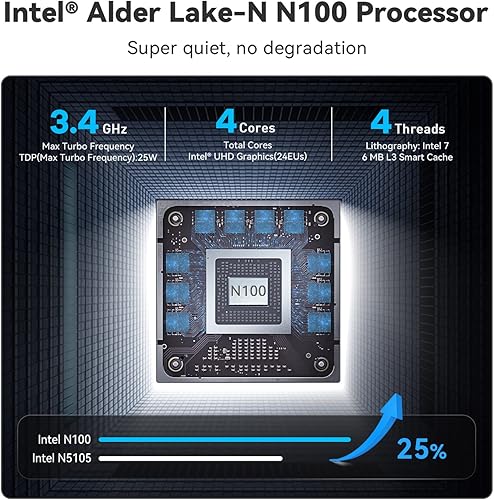 Miniatura 2 de Beelink Mini S12 Pro Mini PC, Intel 12 generación Alder Lake-N100 (4C4T, hasta 3.4GHz), 16 GB DDR4 RAM 500 GB PCle SSD, soporte de computadora de