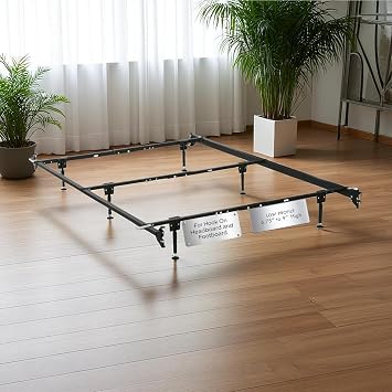 Full to Queen Convertible Bed Frame Hooks on to Headboard and Footboard Extra Heavy Duty with 6 Legs Made in USA Low Profile