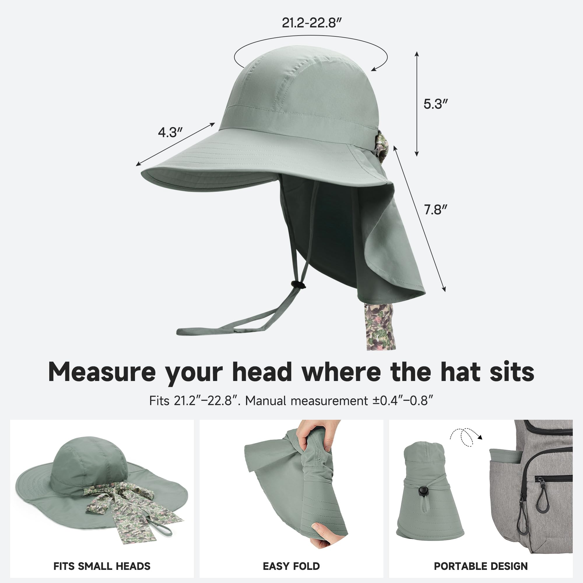 UPF 50+ Wide Brim Sun Hat with Neck Flap Packable Lightweight SwimZip Women main image 2