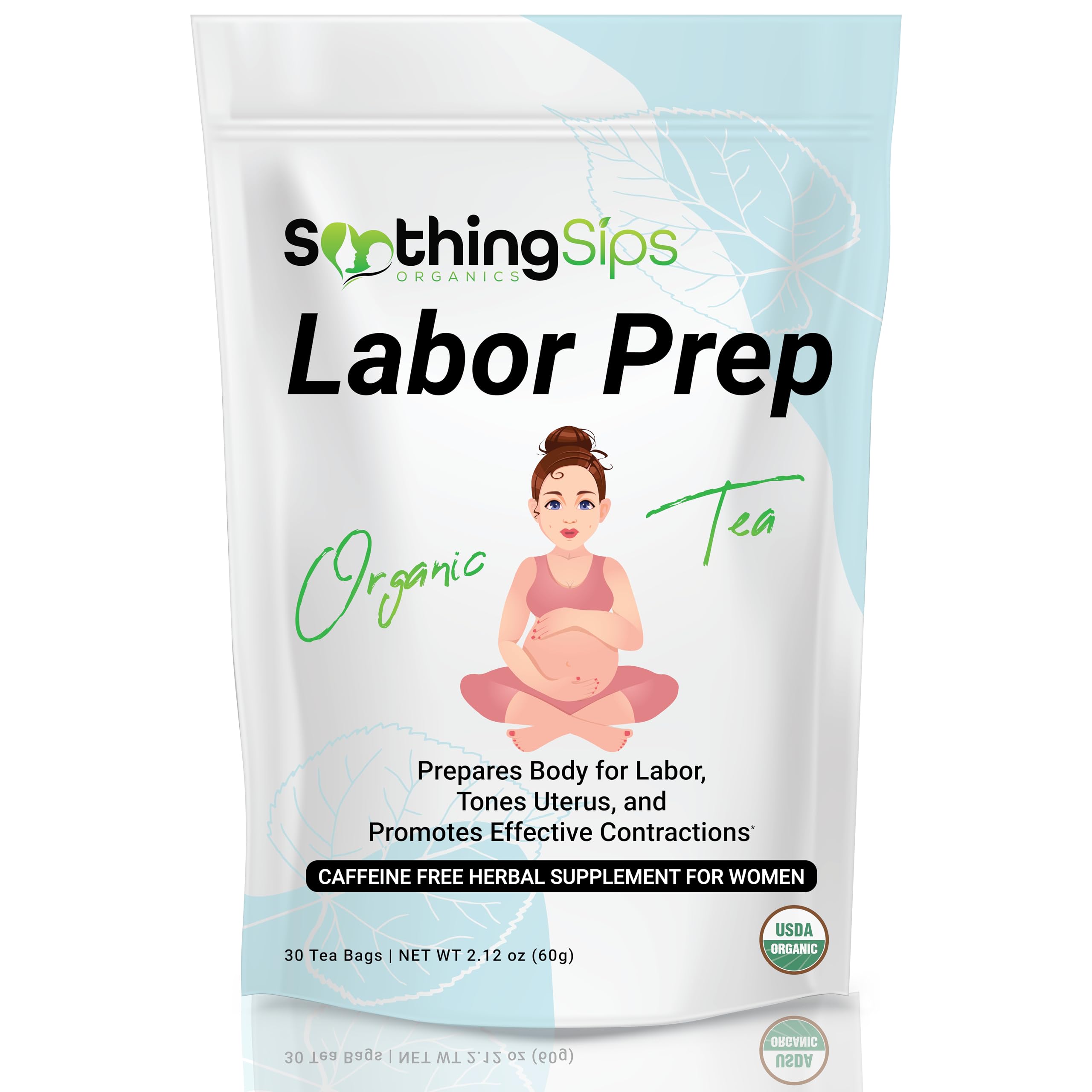 Soothing Sips Labor Prep Tea - Prepare Women for Labor, Tones Uterus, And Stimulates Effective Labor Contractions - Third Trimester Pregnancy Tea - USDA Organic tea - Caffeine Free - 30 Tea BagsUSDA OrganicFair Trade CertifiedFair Trade CertifiedFair Trade Certified