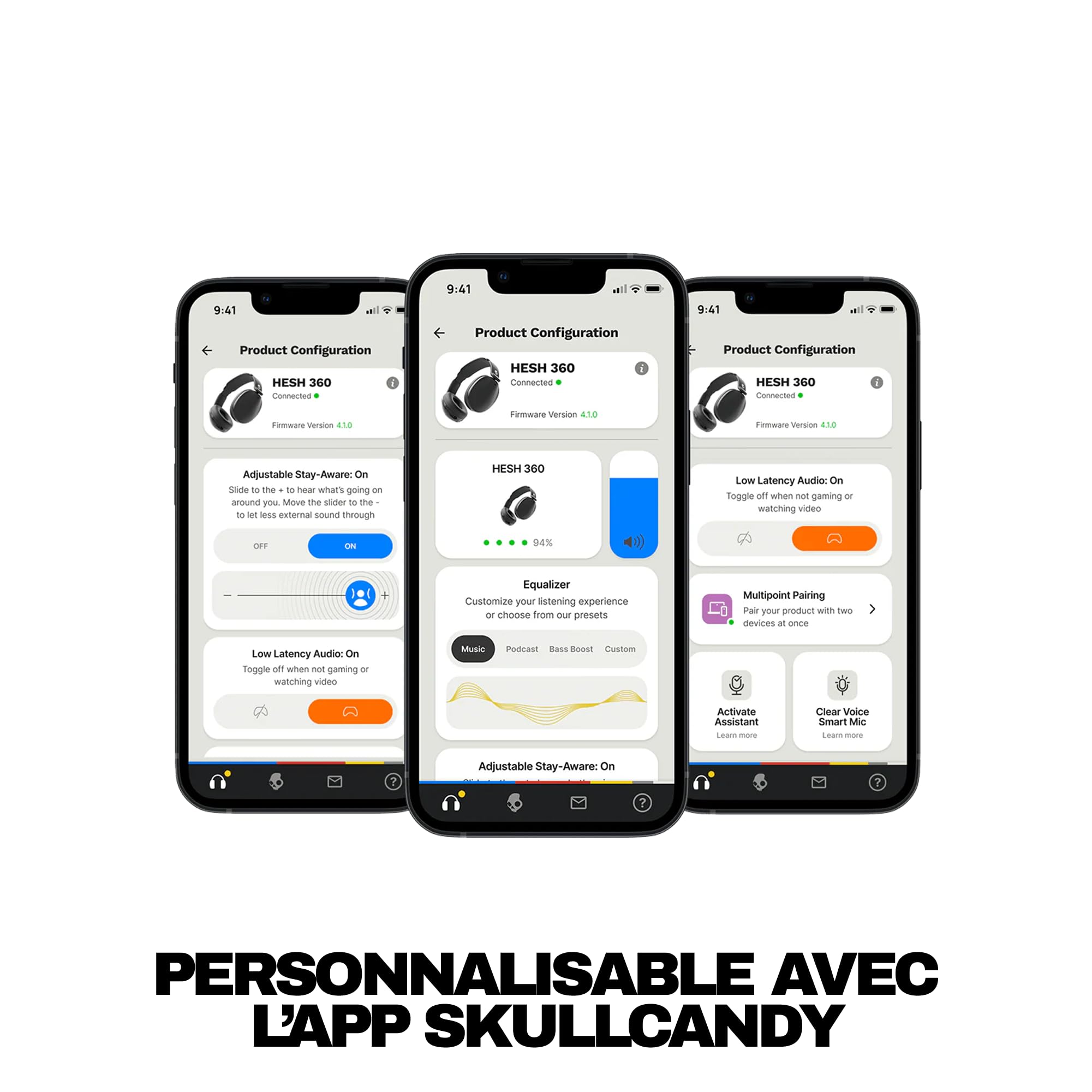 Skullcandy Hesh 360 Casque Circum-Auriculaire Bluetooth sans Fil, 100 Heures d’Autonomie, Conception Isolante du Bruit, Design Pliable, Microphone iPhone Android - Os