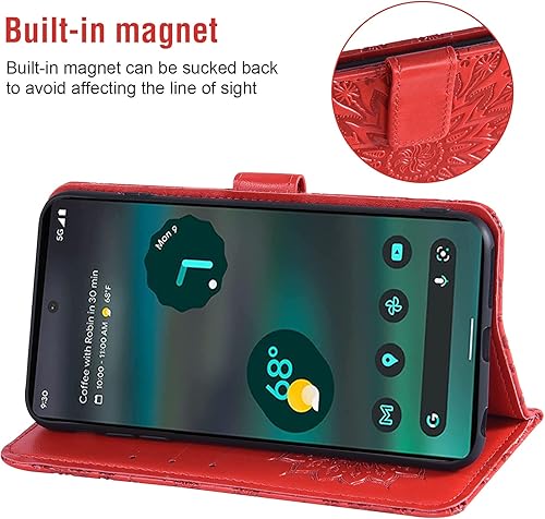 Miniatura 10 de Asuwish Funda de teléfono para Google Pixel 6A 5G 2022 con protector de pantalla de vidrio templado y piel de girasol, funda delgada con tapa