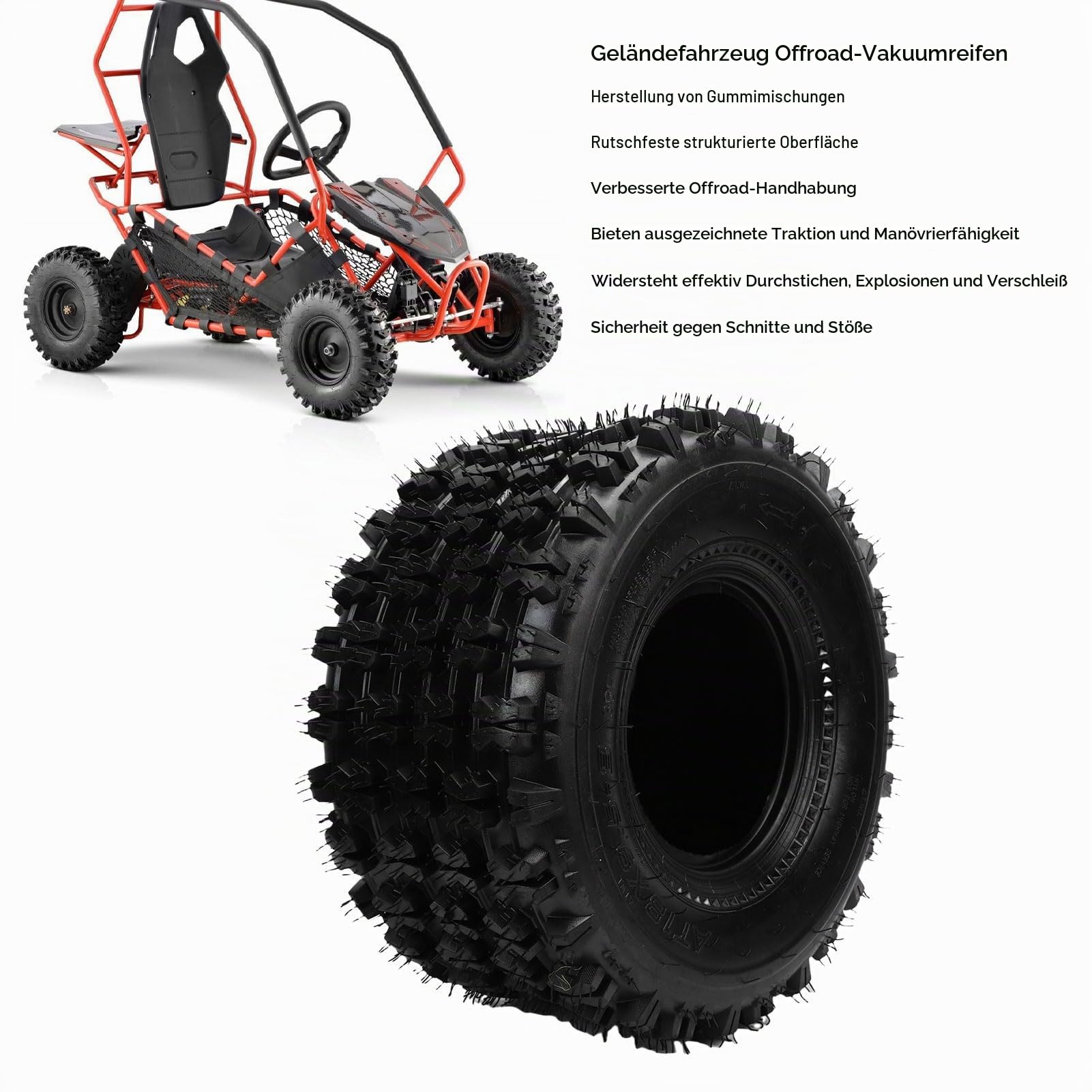 ATV UTV Reifen 18x9.5-8 All Terrain Vakuumreifen Schlauchlos Rutschfest Platzfest für Quad Cart Rasenmäher