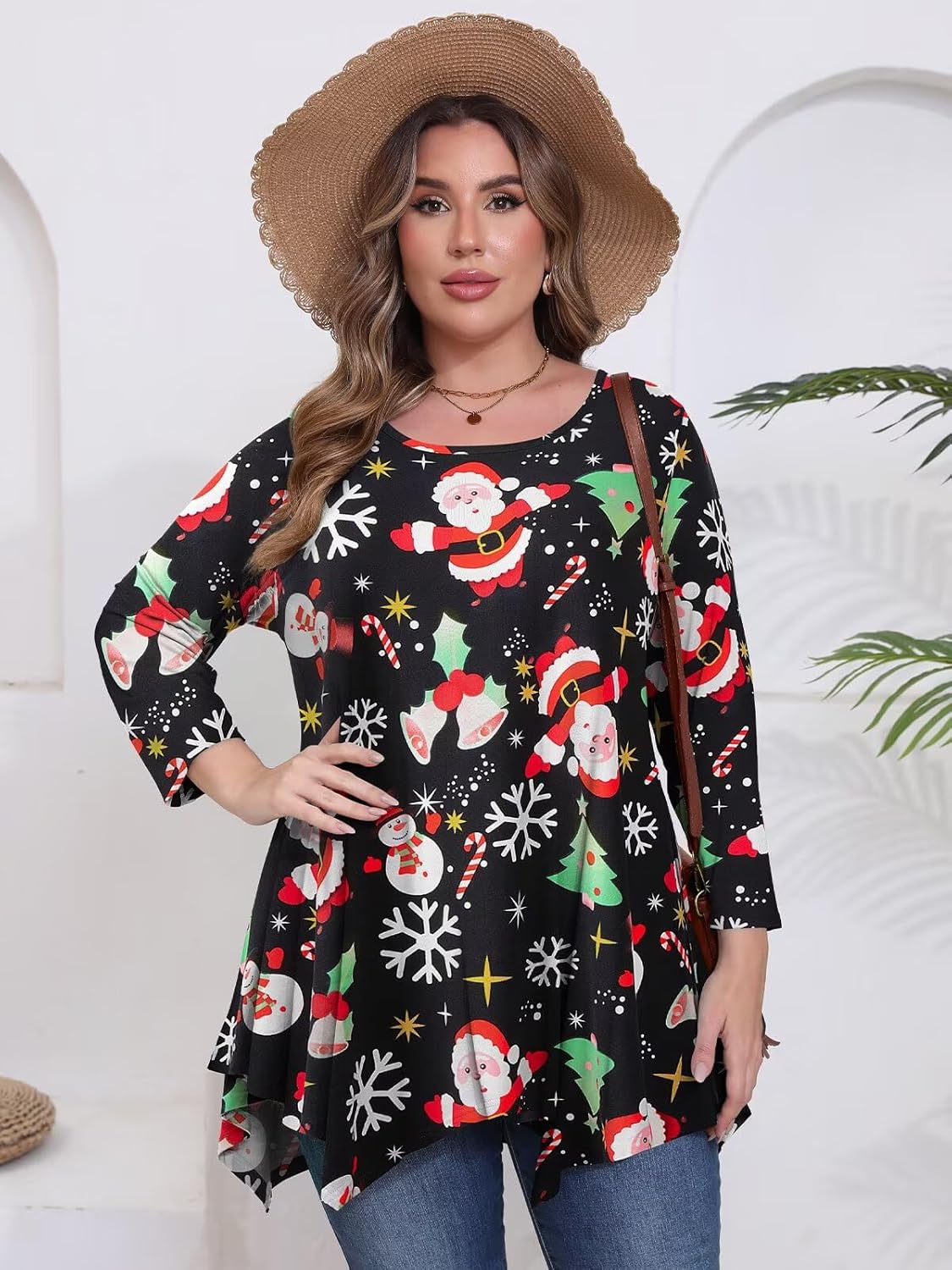 BELAROI Plus Size Tops for Women 3/4 Sleeve Tunic to Wear with Leggings Fall Shirts Casual Swing Blouse Loose Fit - Image 4