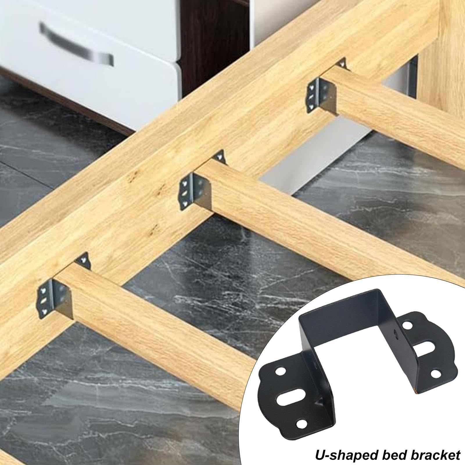 Bed Frame Brackets - 4PC Bed Frame Hardware Brackets | Heavy Duty Bed Brackets Bed Frame Hooks | U-Shaped Bedframe Hardware Stabilizing Bed Rail Brackets for Wood Bed Frame Footboard