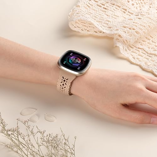 Miniatura 5 de Dirrelo Paquete de 4 correas de silicona de encaje compatibles con Fitbit SenseFitbit Versa 3 bandas mujeresFitbit Versa 4 bandasSense 2 bandas,