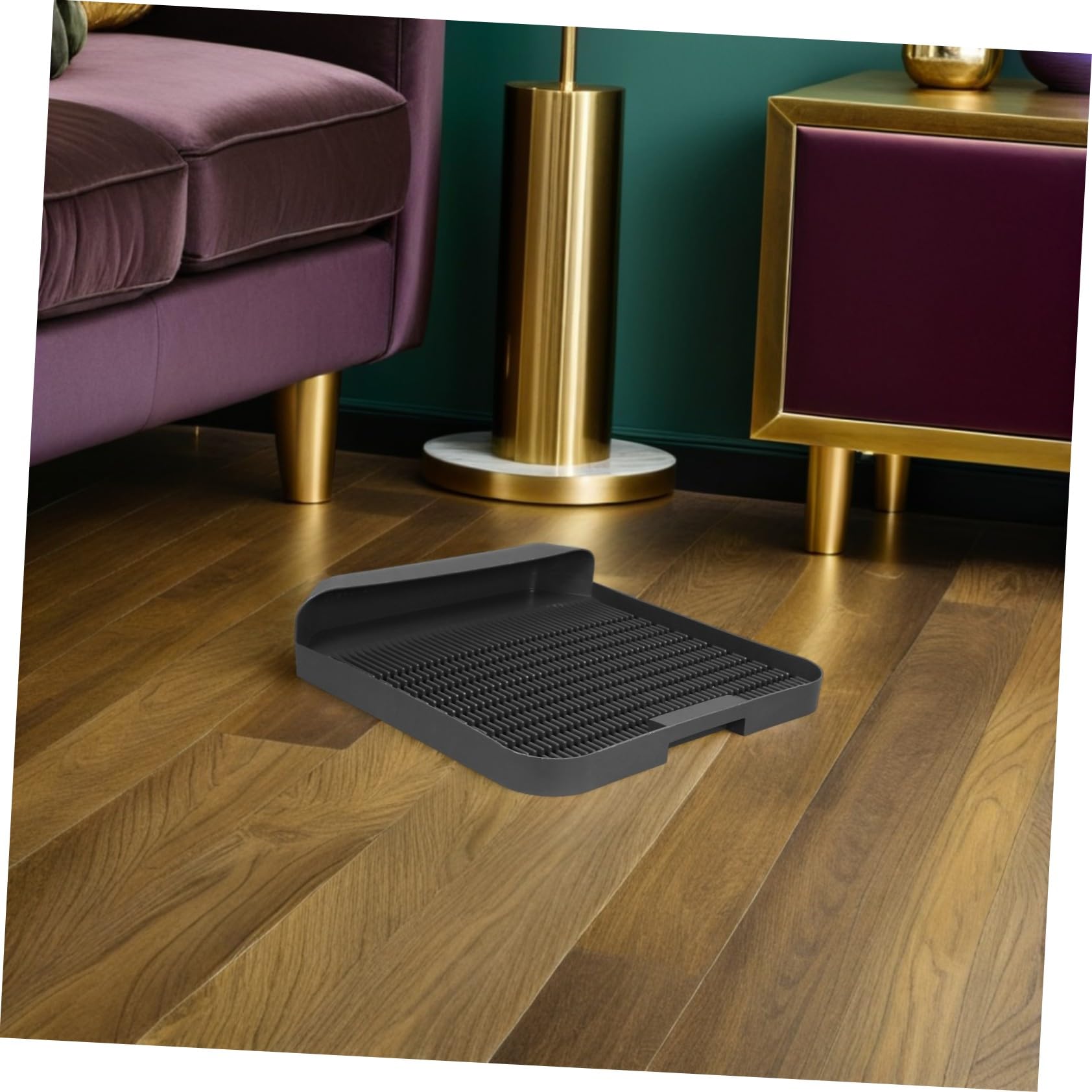 Estera de la Caja de Arena para Gatos Linda Alfombra de Arena para Gatos plástico Alfombra de Almohadilla páginas Negro