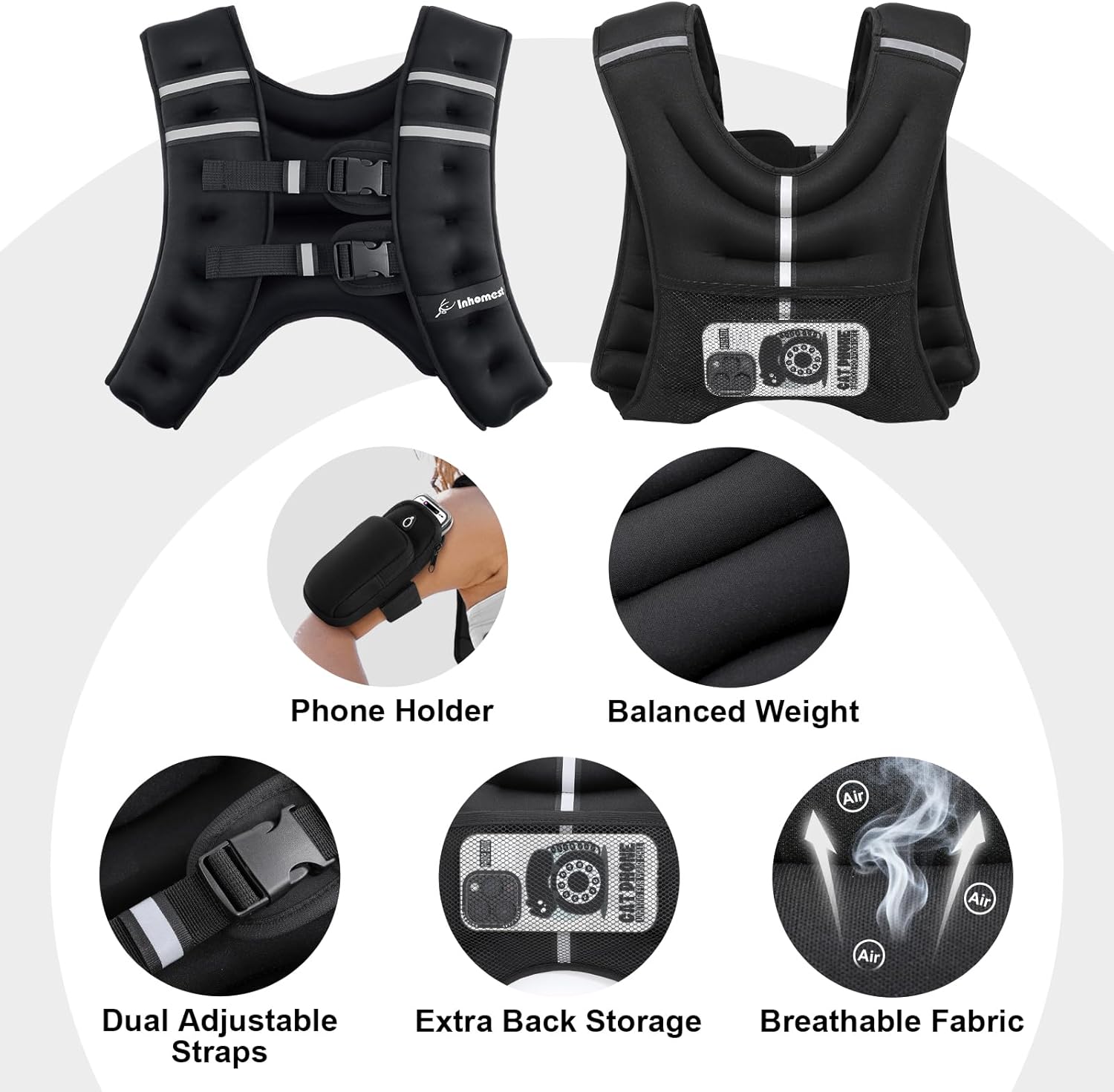 Weighted Vest Weight Vest for Men Women Kids Weights Included with Reflective Stripe, Body Weight Vests Adjustable for Running, Workout, Jogging, Walking