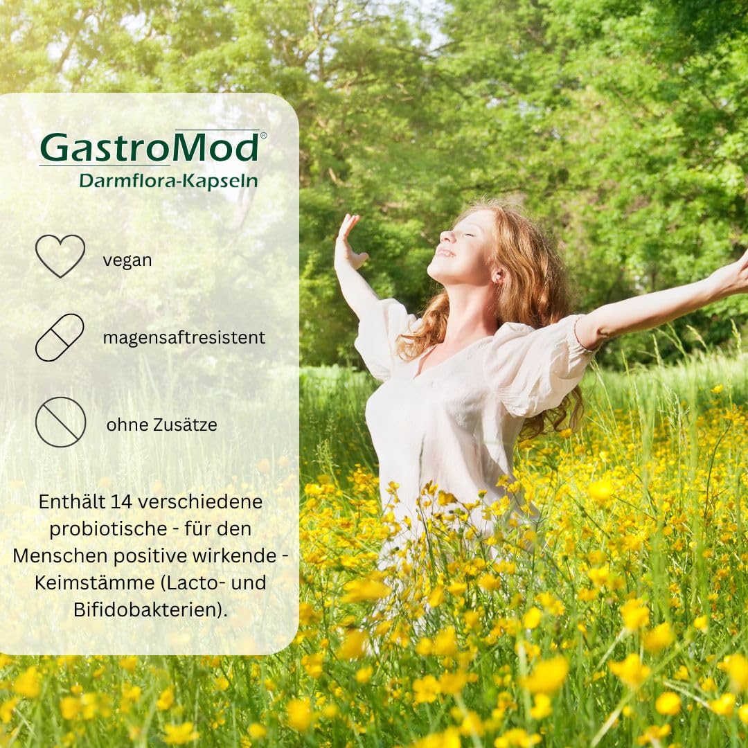GastroMod Darmflora Kapseln - Probiotika für Darmkur und Darmsanierung - Breitband Darmbakterien + Inulin *Experte für Darmgesundheit seit 25 Jahren