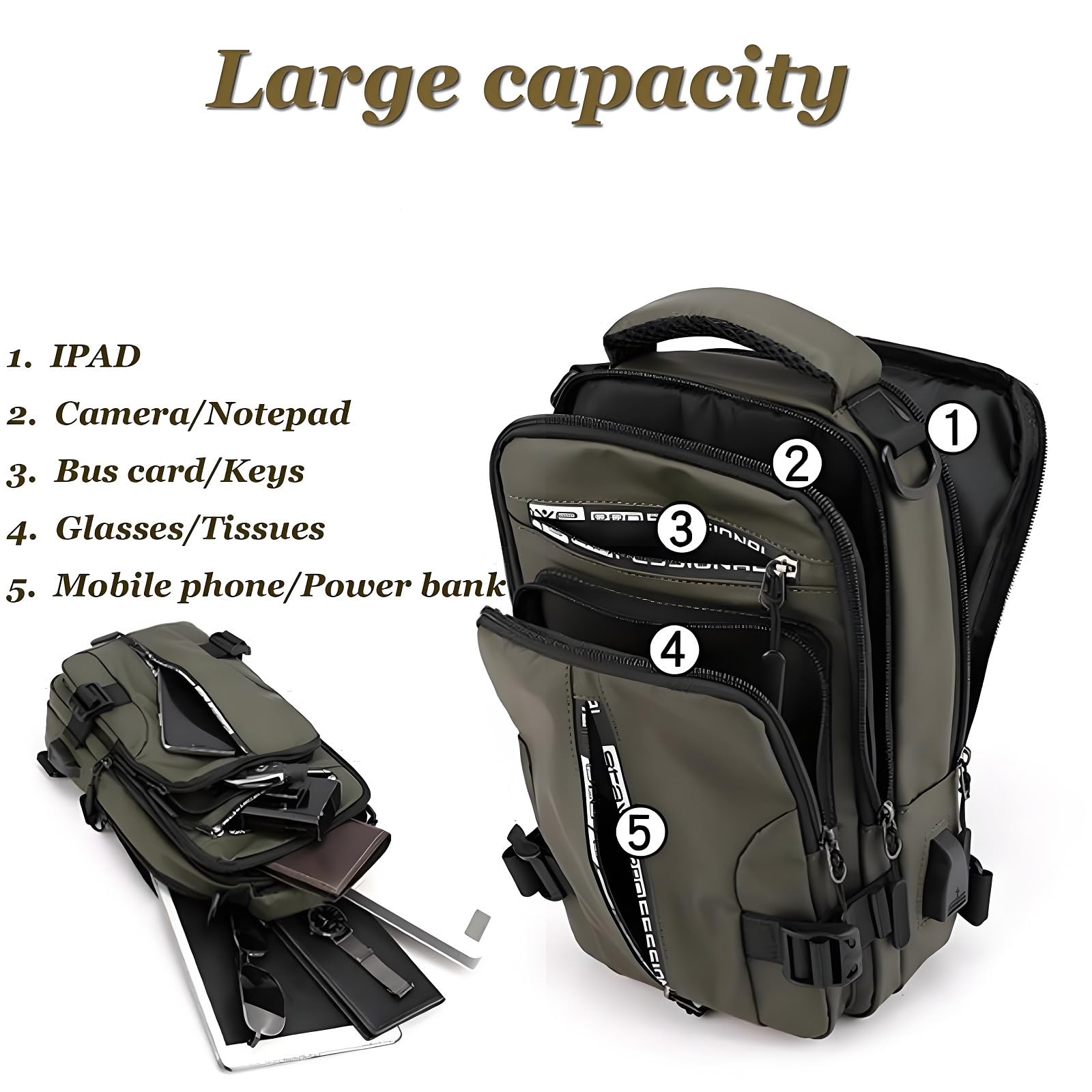 Luckyabow Waterproof Crossbody Bag, Waterproof Sling Bag Crossbody Backpack for Men Women for Hiking(Blue)