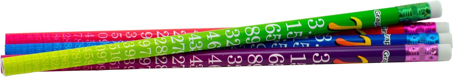 Pencil Assortment - Assorted Styles - Round Pencil with Eraser, #2 Lead, For Children, Adults, Children’s Gift Bags, Carnival Prizes (48) pcs, Pi