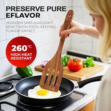 ACMETOP 12-Piece Natural Teak Wooden Spoons for Cooking With 10 Hooks,Handcrafted Kitchen Utensils Set ,Ideal Gift Set