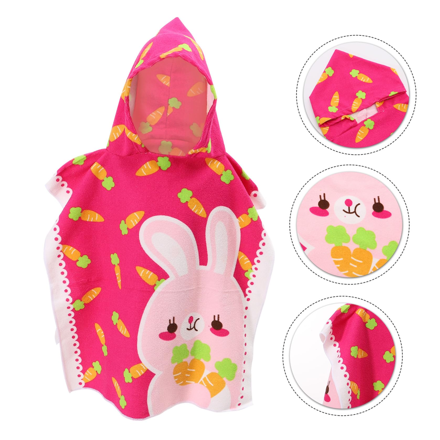 Cabilock Serviette De Plage À Capuche pour Enfants Lot De 4 Motif Carotte Tapis De Bain Super Absorbant Cape pour Garçons Et Filles