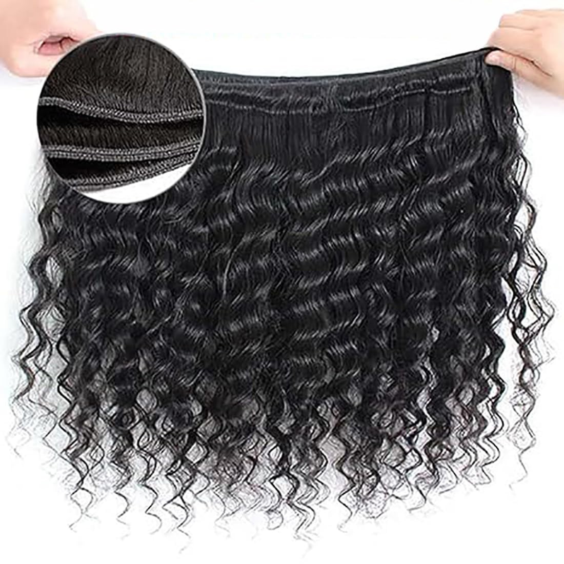 Tissage Naturel Cheveux Humain Naturels Water Wave Human Hair Bundles Weave Extensions 100g/Per Double Weft Couleur #1B Natural Black 14 16 18 Pouces