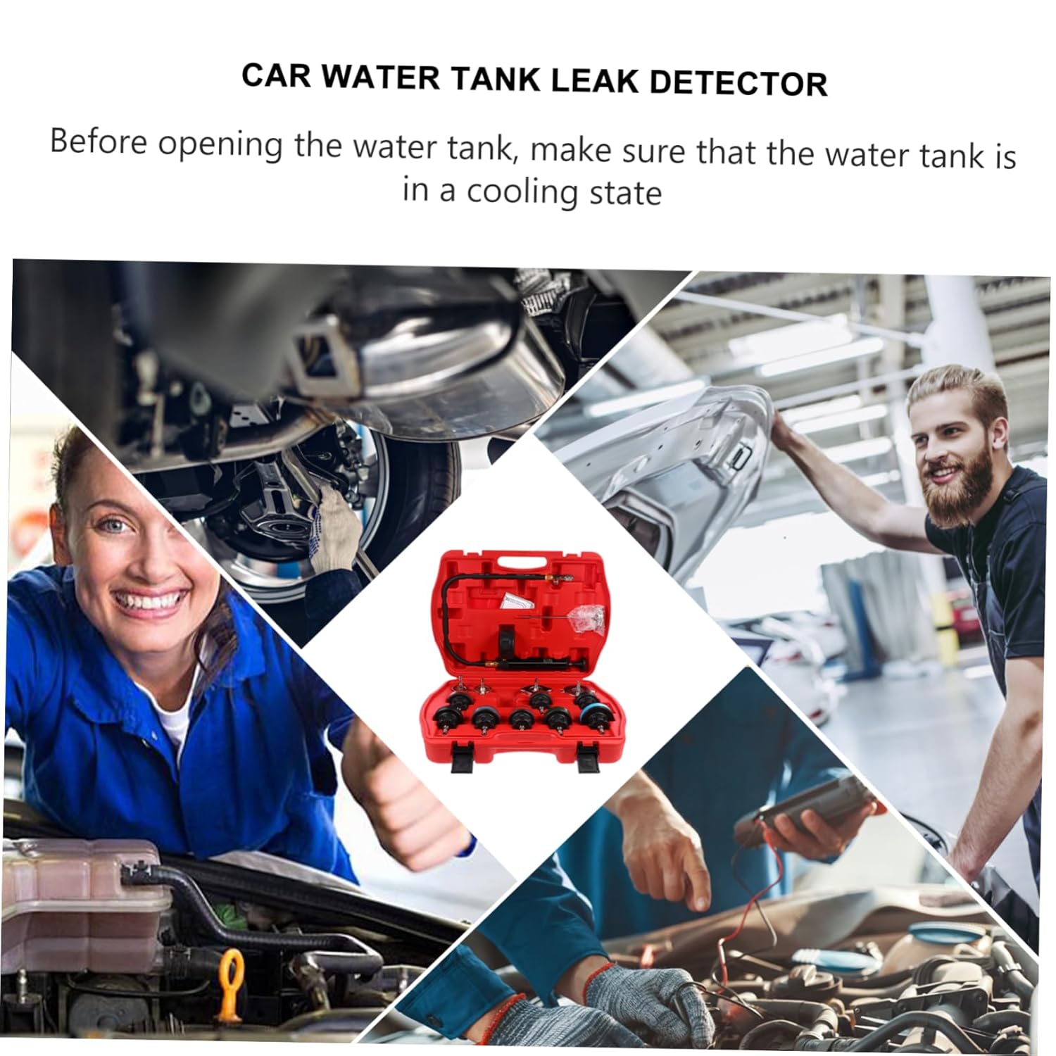 CHILDWEET 1Set Automotive Water Tank Tester Cooling System Leak Detection Tool with Pressure Gauge Precision Machining Compatibility for Various Vehicle Models