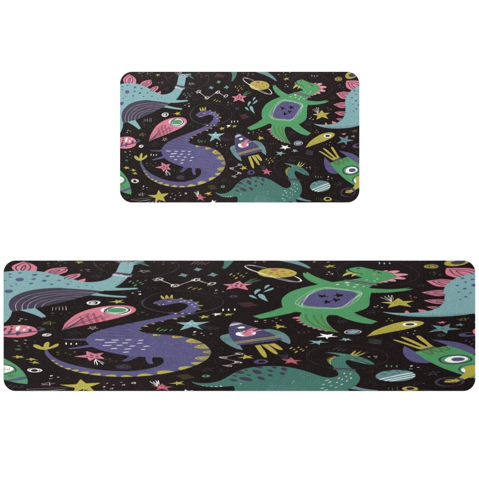 Tapete de cocina de dinosaurio de 2 piezas alfombra antideslizante lavable