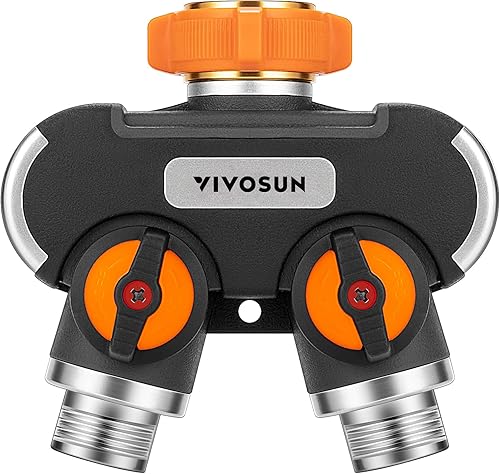 VIVOSUN Divisor de manguera de jardín de 2 vías resistente, conector de manguera de agua doble altamente duradero mejorado, adaptador de grifo con