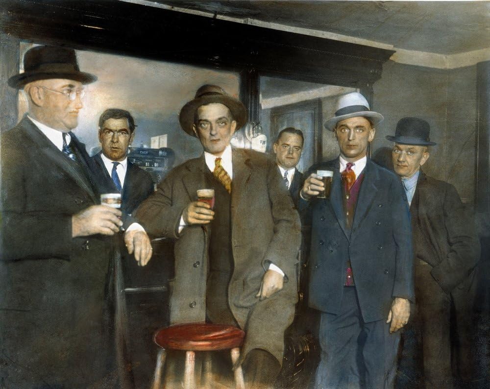 Prohibition: Speakeasy. /Npatrons Of An Unidentified American Speakeasy During Prohibition In The 1920S: Oil Over A Photograph. Fine Art Print (45.72 x 60.96 cm)