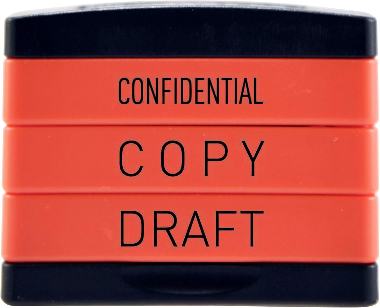 Trodat 3-in-1 Business Stamp Stack with Texts Confidential – Copy – Draft, Red Body - Black Ink, 2 x 6 x 5,5 cm