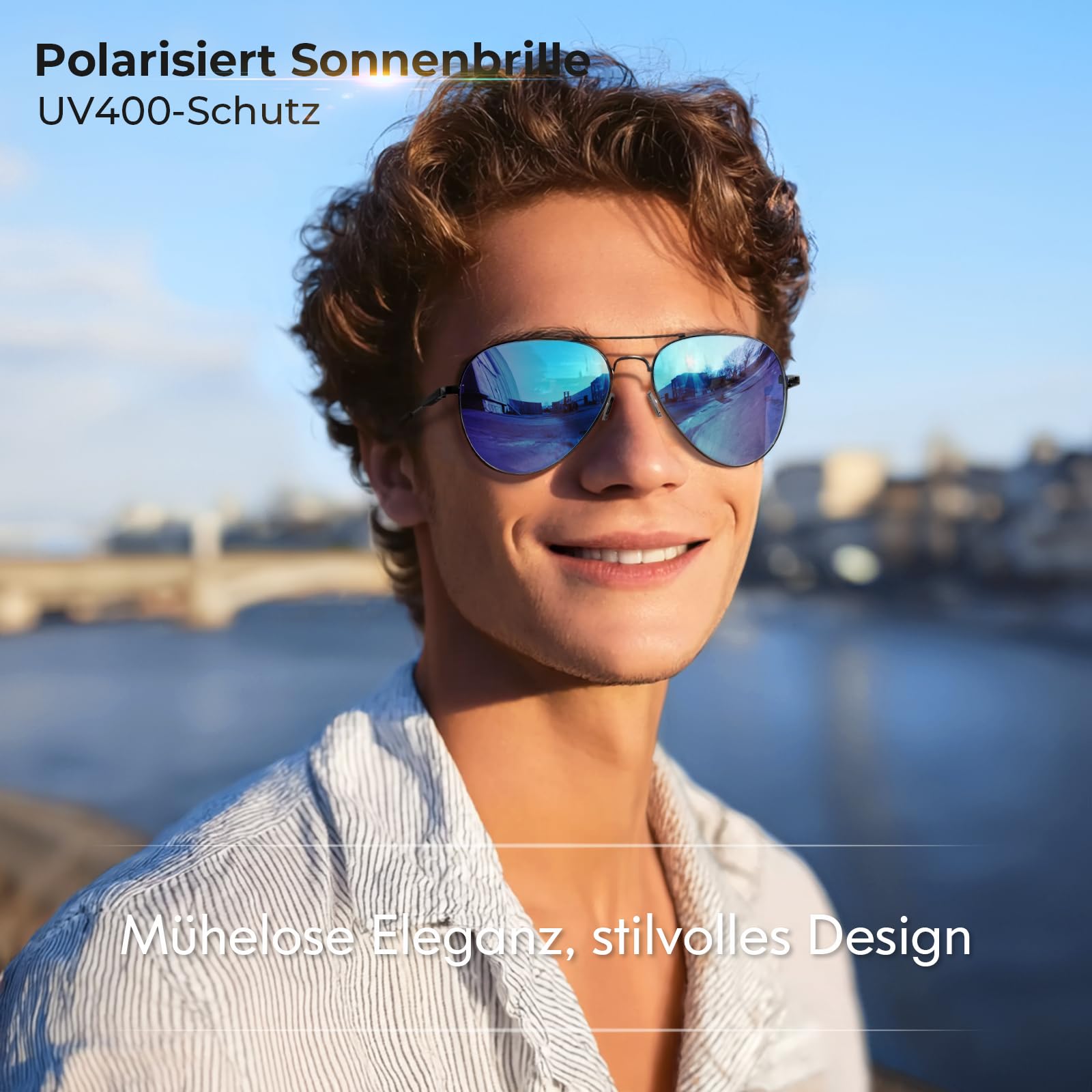 DADA-PRO Sonnenbrille Herren Polarisiert Pilotenbrille Damen Metallrahmen Retro Fliegerbrille UV400 Schutz Polarized Sunglasses Men Women