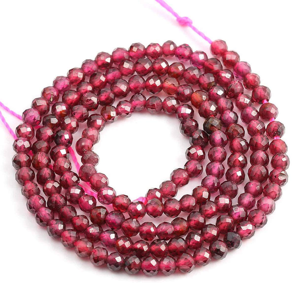 Natural Stone Beads Garnet Gemstone Faceted Loose Beads for DIY Jewelry Making Necklace Bracelrt 2 Strands/Pack Length 15" Size 4.5mm