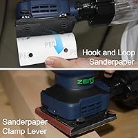 Vista 4 de ZEITE Lijadora de hojas de 2.4 amperios de 1/4 con 12 papeles de lija, lijadora eléctrica de palma para carpintería, cable de 10 pies, 14000 OPM