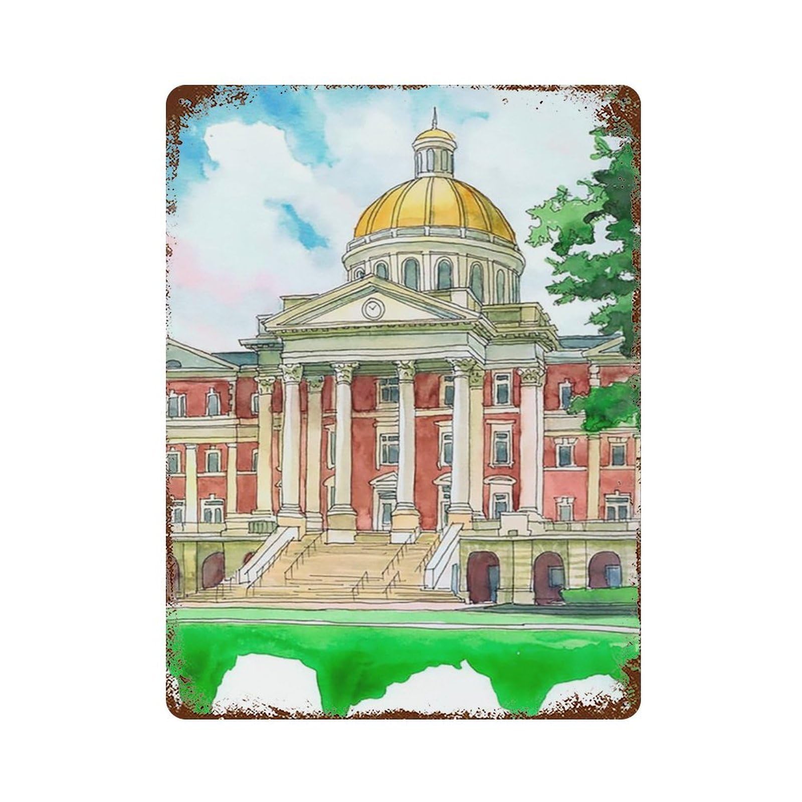 xiaoxiaoshen Cityscape Christopher Newport University Wall Decor Art Metal Tin Poster Modern Home Decor Art Home Bar Shop Decorations Vintage Sign 40x30cm