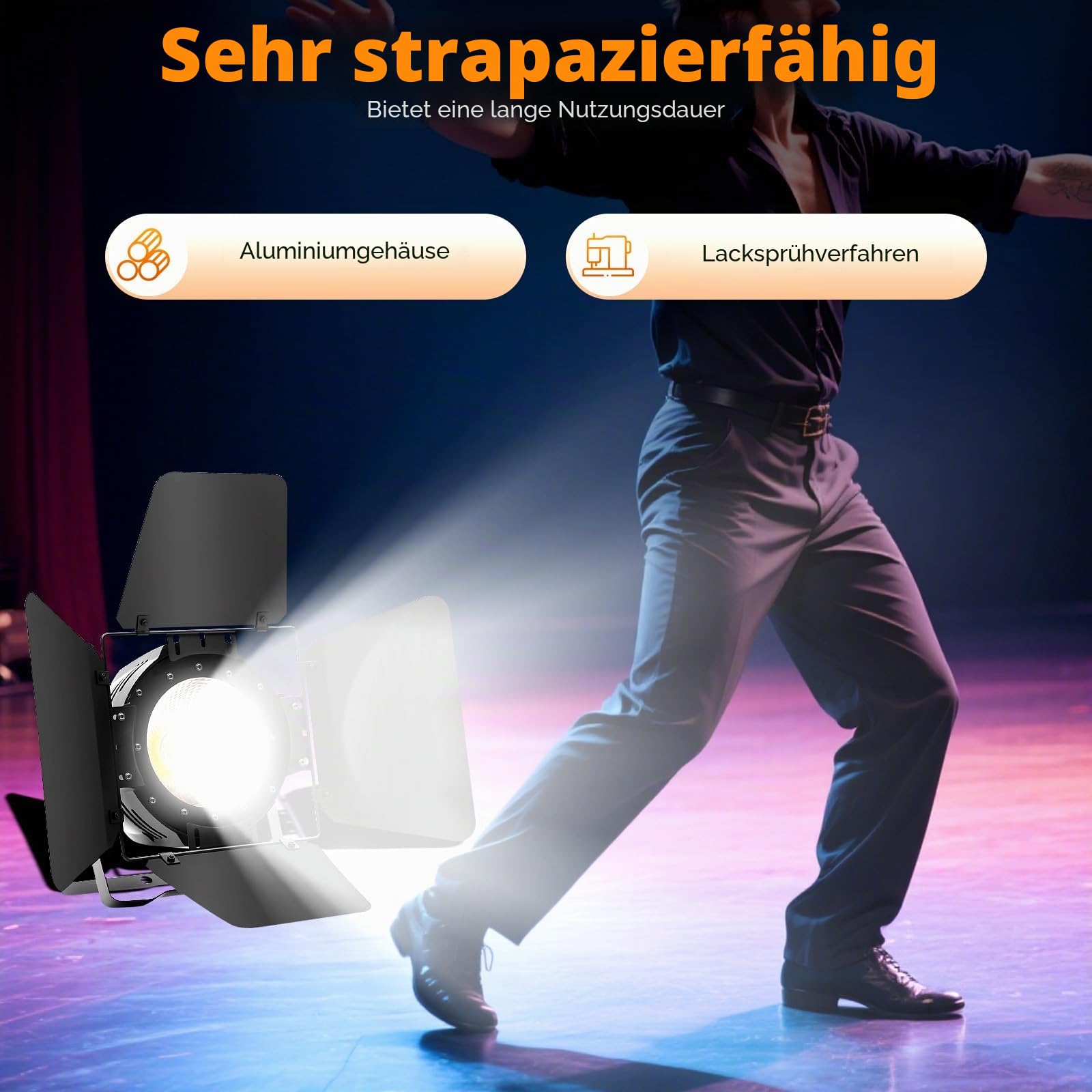200W LED Bühnenbeleuchtung, 2in1 COB LED DMX512 Bühnenlicht Theaterstrahler Bühnen Par Effekte Spot Licht Außen Spot Licht Warmweiß/Kaltweiß