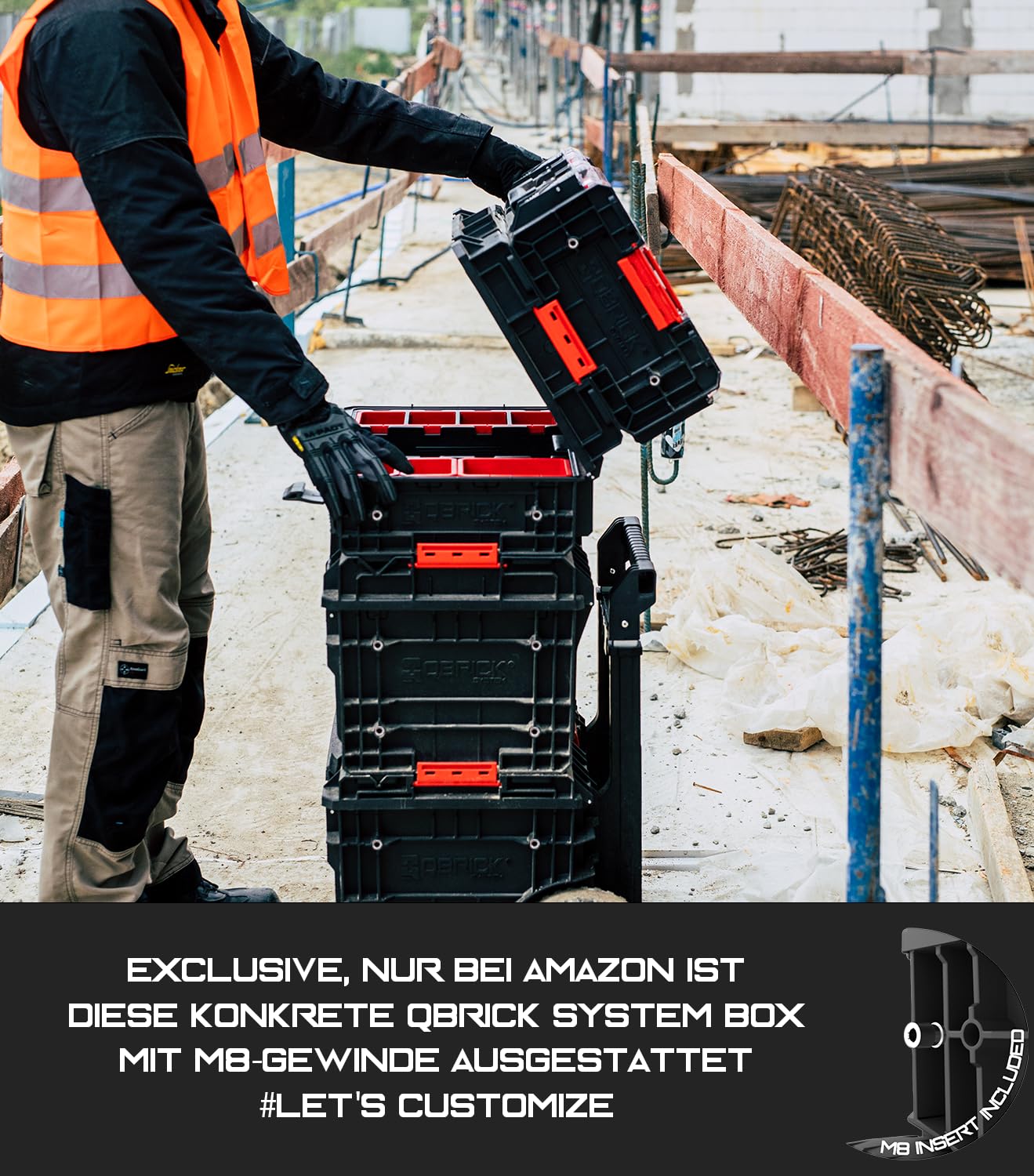 Qbrick System Cassetta Attrezzi Vuota Cassetta Porta Utensili Valigetta Lavoro 450 x 310 x 244 mm Nero Rosso PRO Drawer 2 Toolbox 2.0 Basic