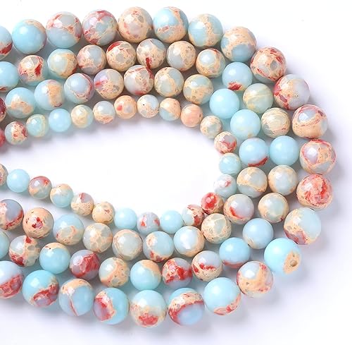 Miniatura 3 de 60 piezas de cuentas sueltas de jade con impresión de sedimento azul marino de 6 mm de jiejinyu, cuentas espaciadoras para hacer joyería, pulseras y