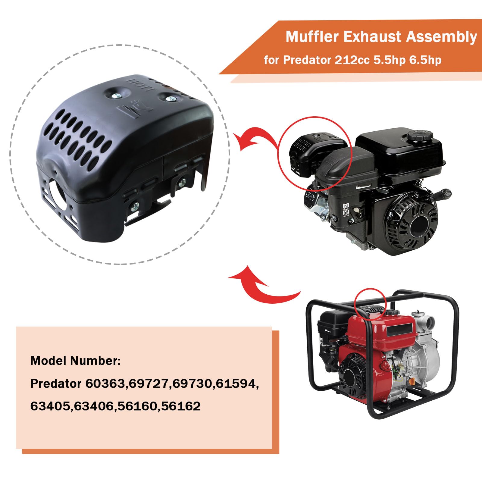 ぺぺ　1212 Amazon.com: KIKITE 212cc Muffler Exhaust Assembly Compatible
