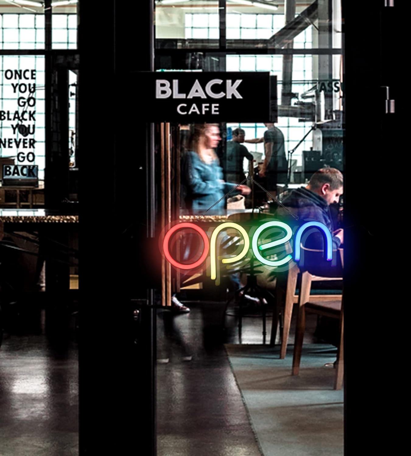 Open Signs for Business,LED Neon Open Sign,16x6 inch Lighted Sign for Restaurants Offices Retail Shops Window Storefronts,12V/1A Power Supply,with ON/OFF Switch (Horizontal Multicolor)